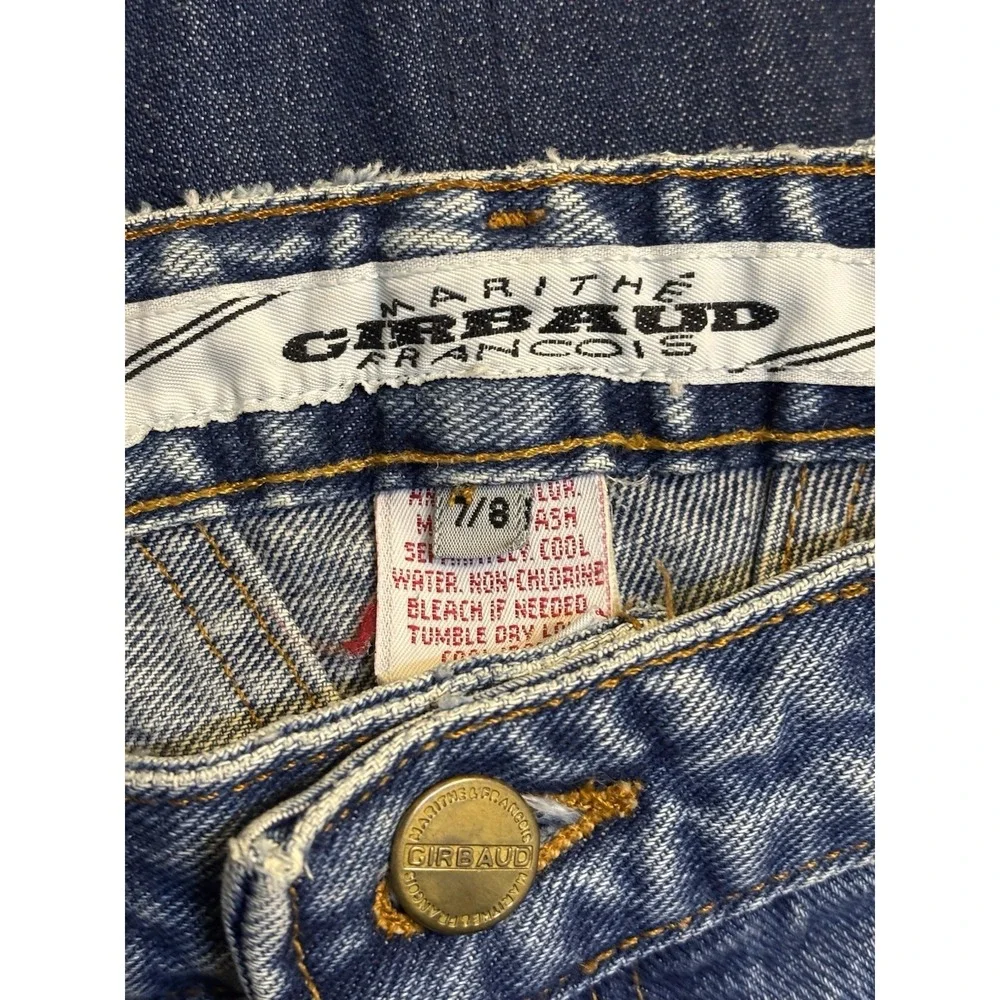 VTG 90's MARITHE FRANCOIS GIRBAUD Blue Denim Long Shorts 7/8 High Rise USA
